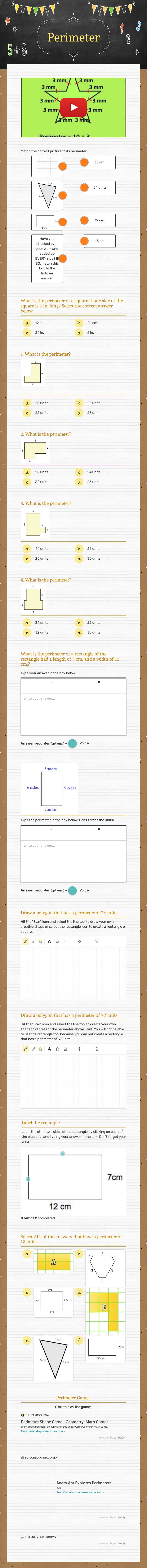 Perimeter worksheet preview image