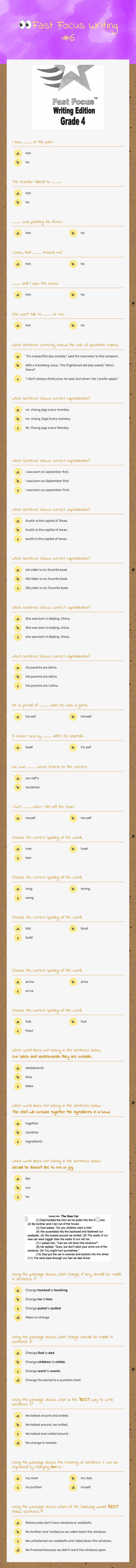 👀Fast Focus Writing #6 worksheet preview image