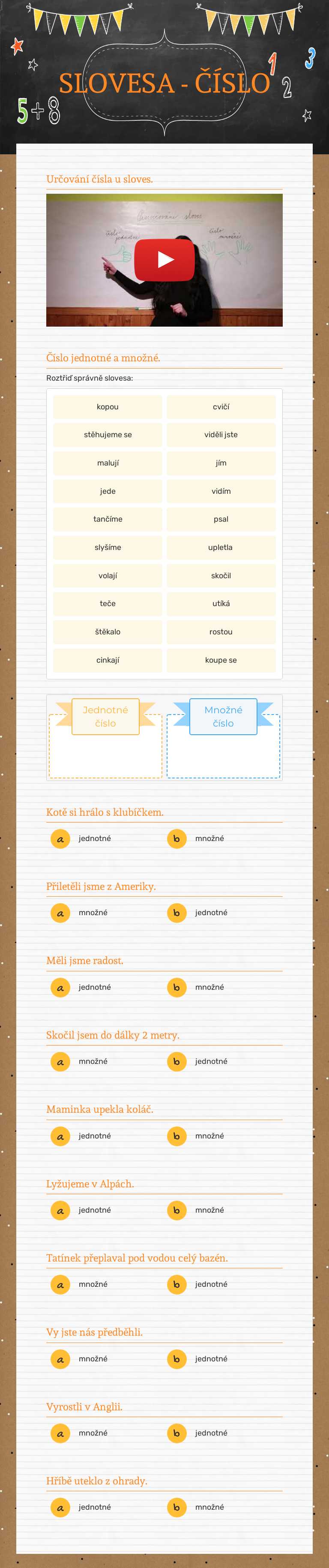 SLOVESA - ČÍSLO worksheet preview image