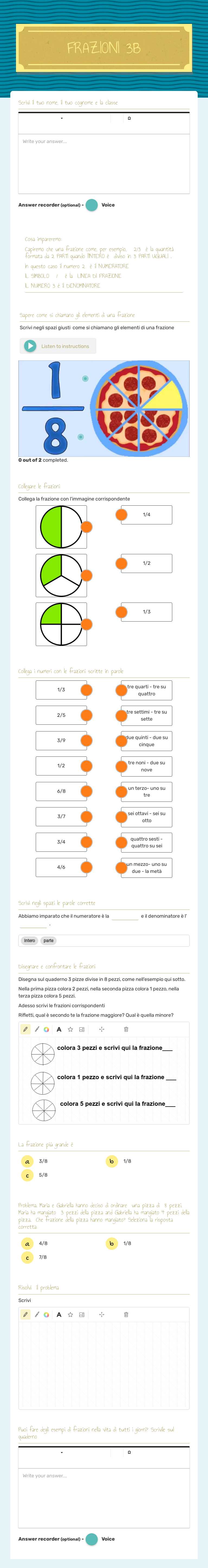 FRAZIONI 3B Grade 3 worksheet preview