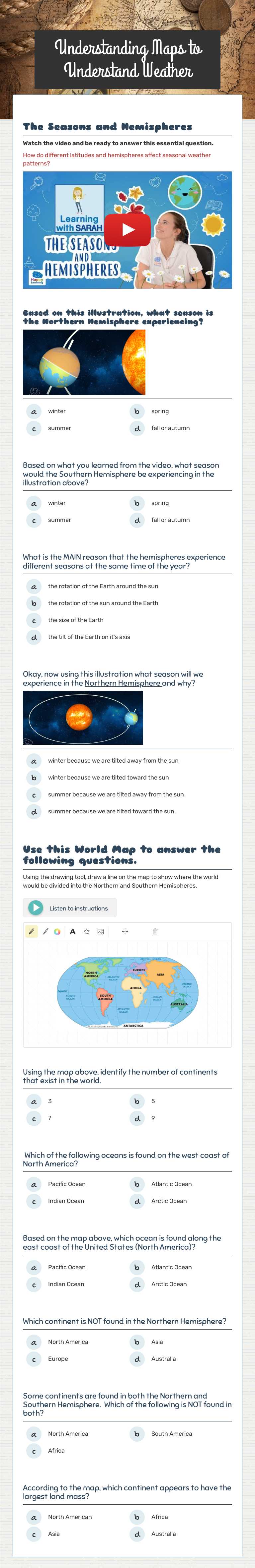 Understanding Maps to Understand Weather Grade 5 worksheet preview