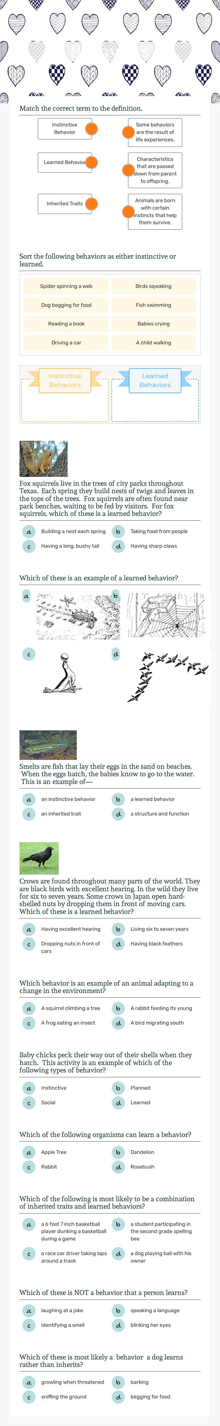 Behaviors worksheet preview image