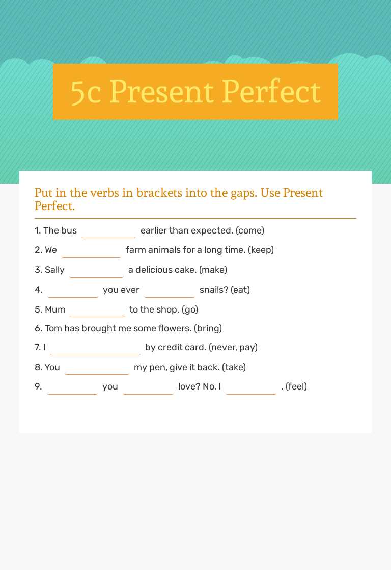 5c Present Perfect worksheet preview image