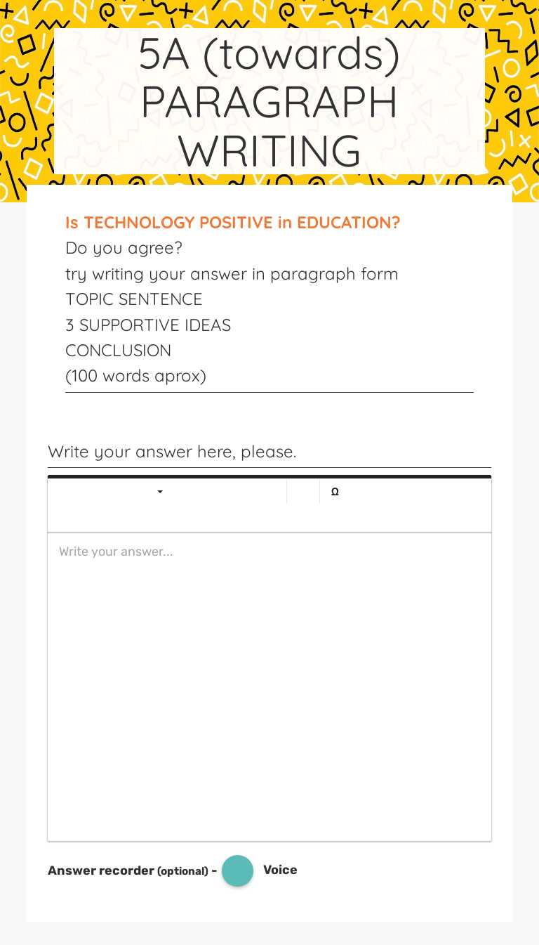 5A (towards) PARAGRAPH WRITING worksheet preview image
