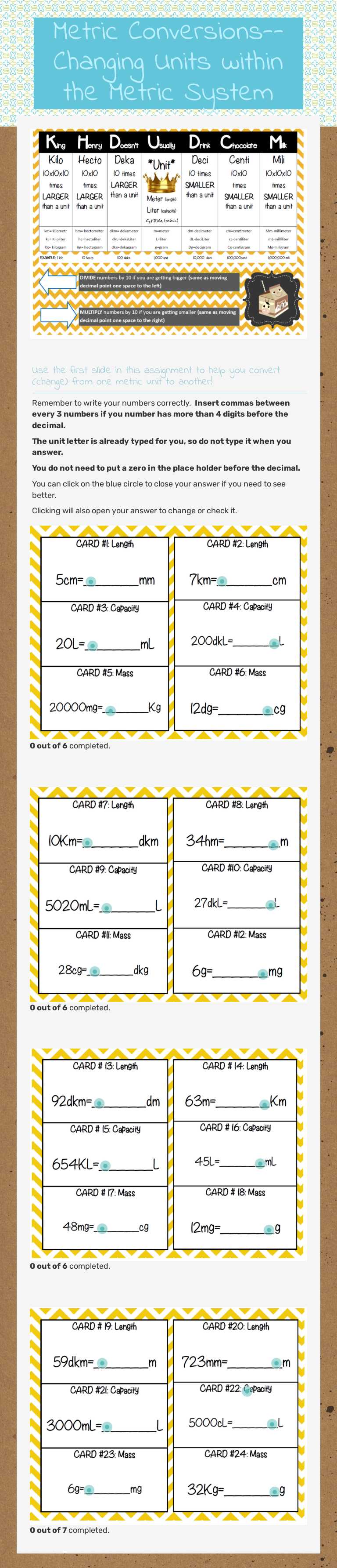 Metric Conversions--Changing Units within the Metric System worksheet preview image