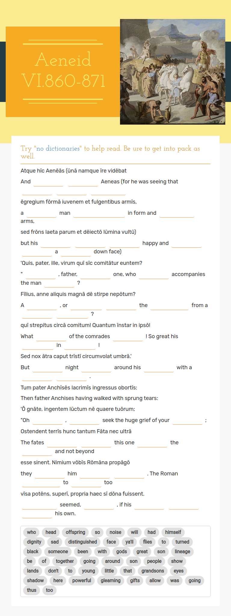 Aeneid VI.860-871 worksheet preview image