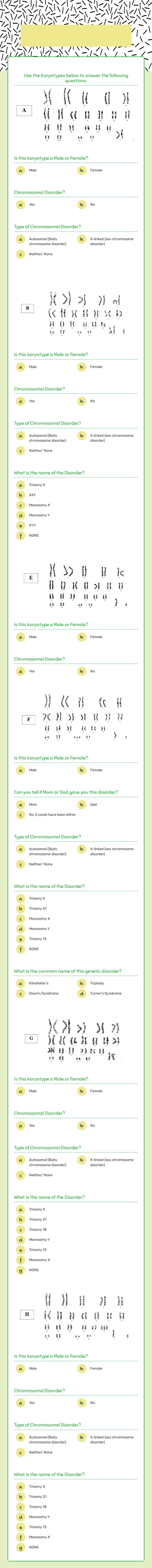 Karyotype Practice worksheet preview image