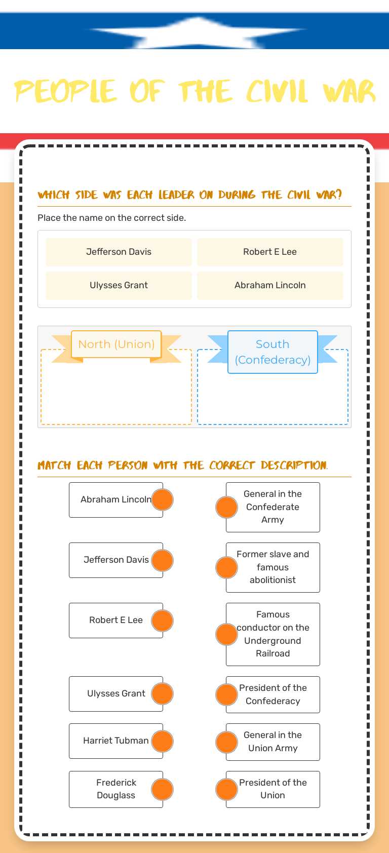 People of the Civil War worksheet preview image
