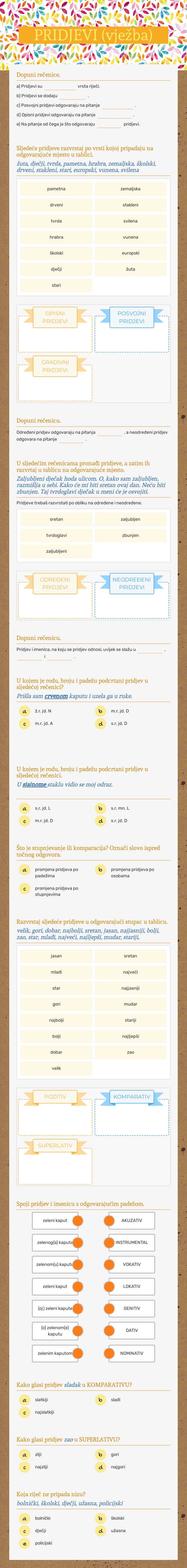 PRIDJEVI (vježba) worksheet preview