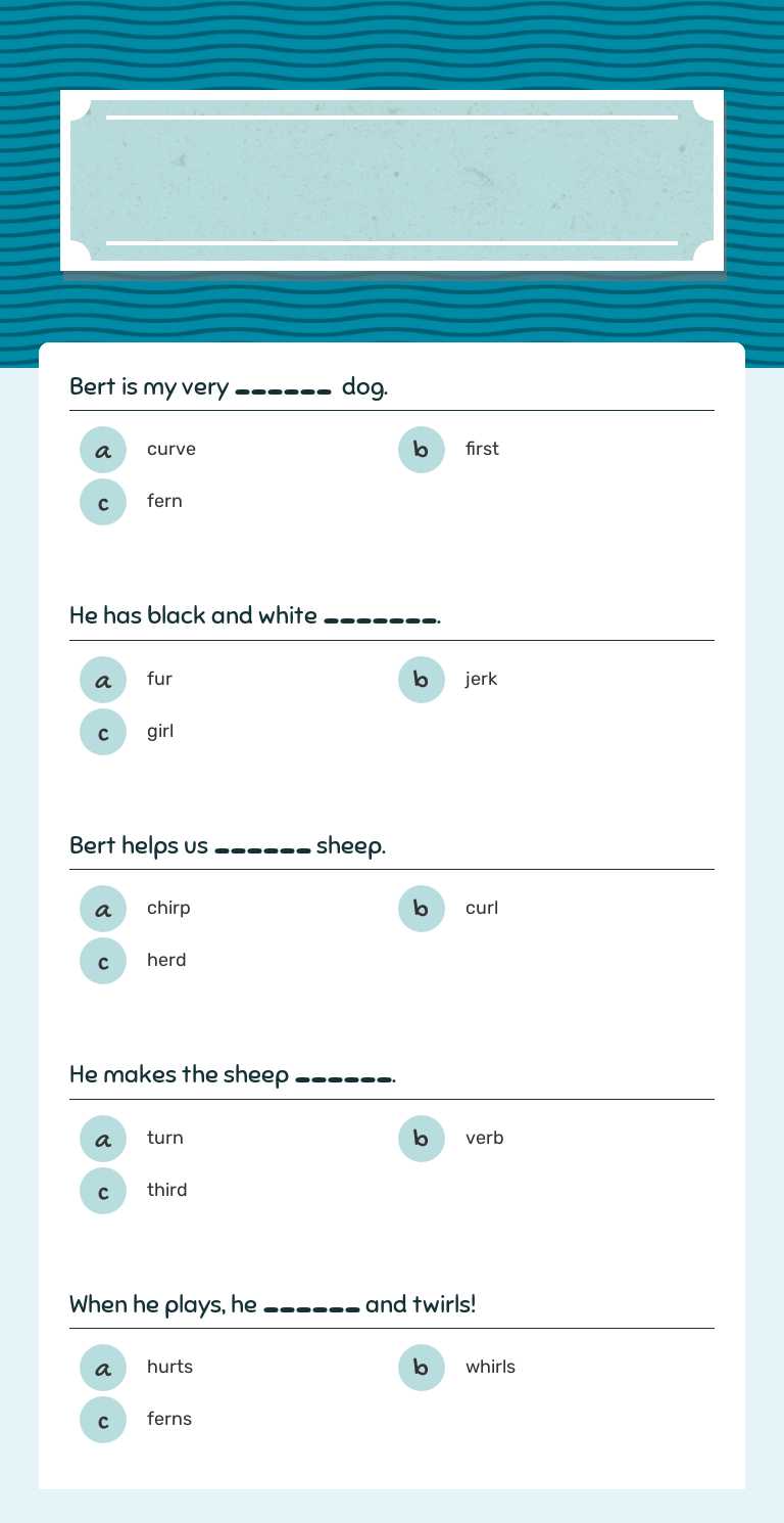 Words with   
 ir, er, ur worksheet preview image