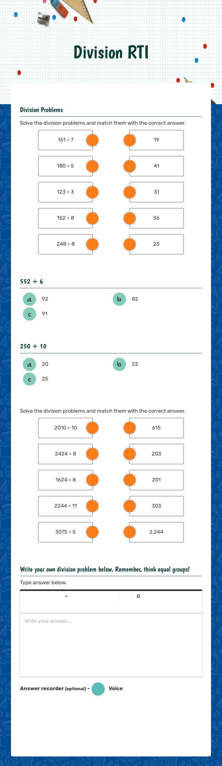 Division RTI Grade 5 worksheet preview
