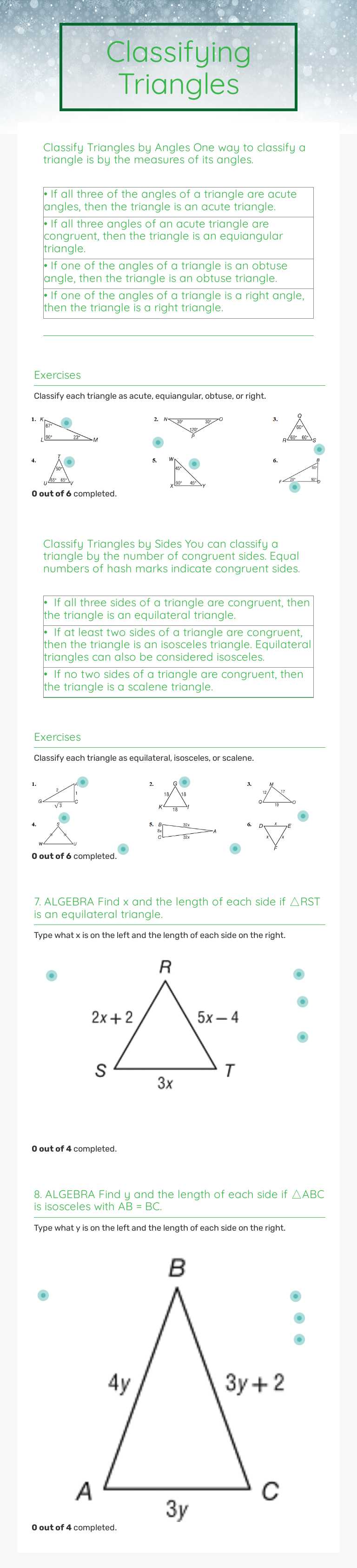 Classifying Triangles | Interactive Worksheet | Wizer.me
