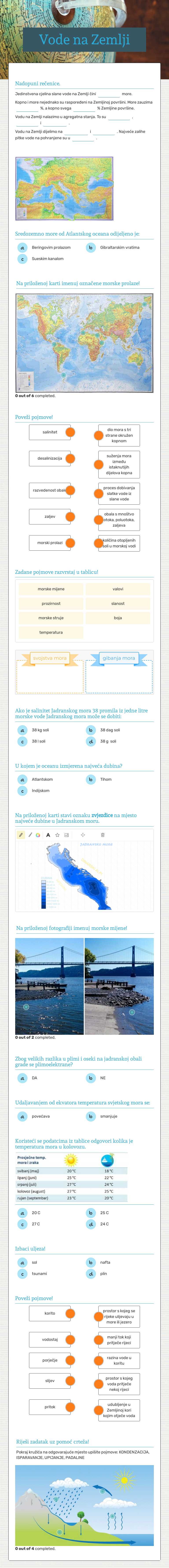 Vode na Zemlji worksheet preview image