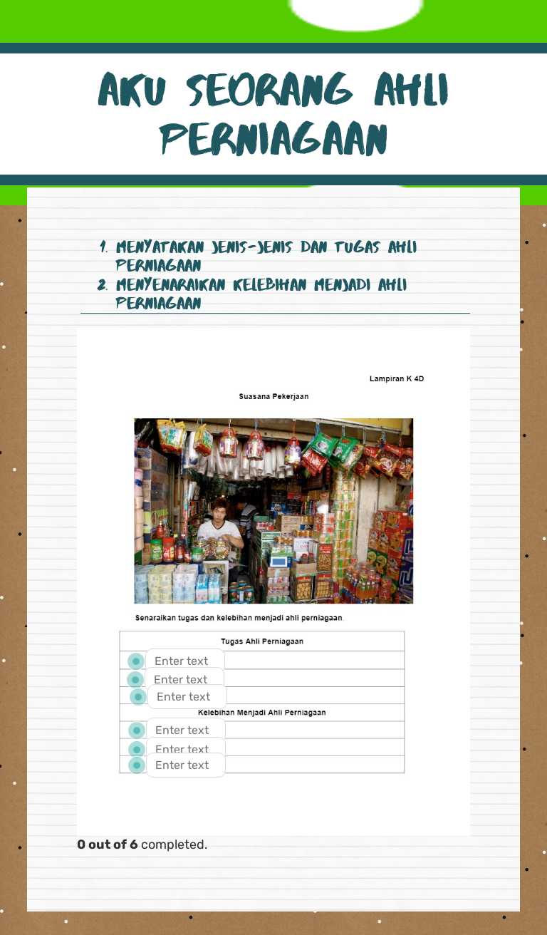 AKU SEORANG AHLI PERNIAGAAN Grade 4 worksheet preview