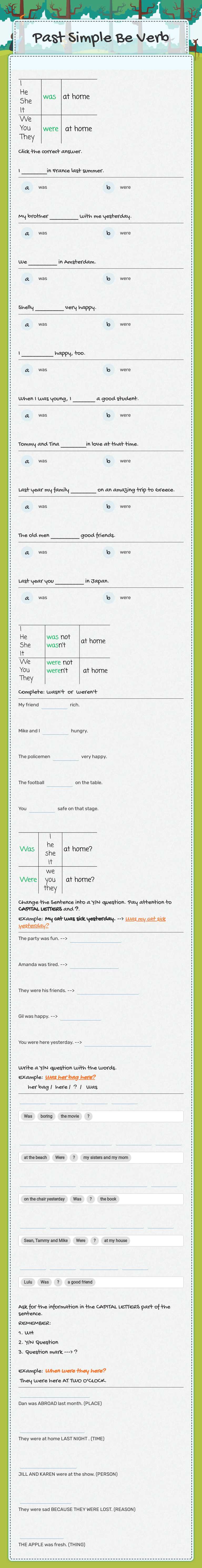 Past Simple
 Be Verb Grade 3 worksheet preview