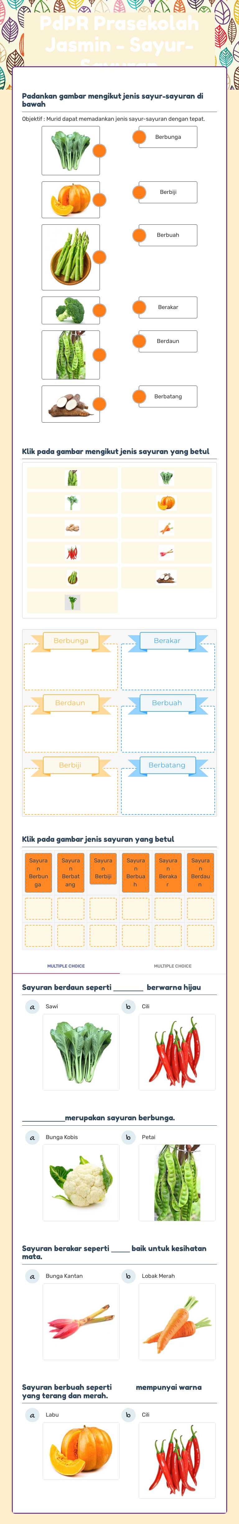 PdPR Prasekolah Jasmin - Sayur- Sayuran worksheet preview image