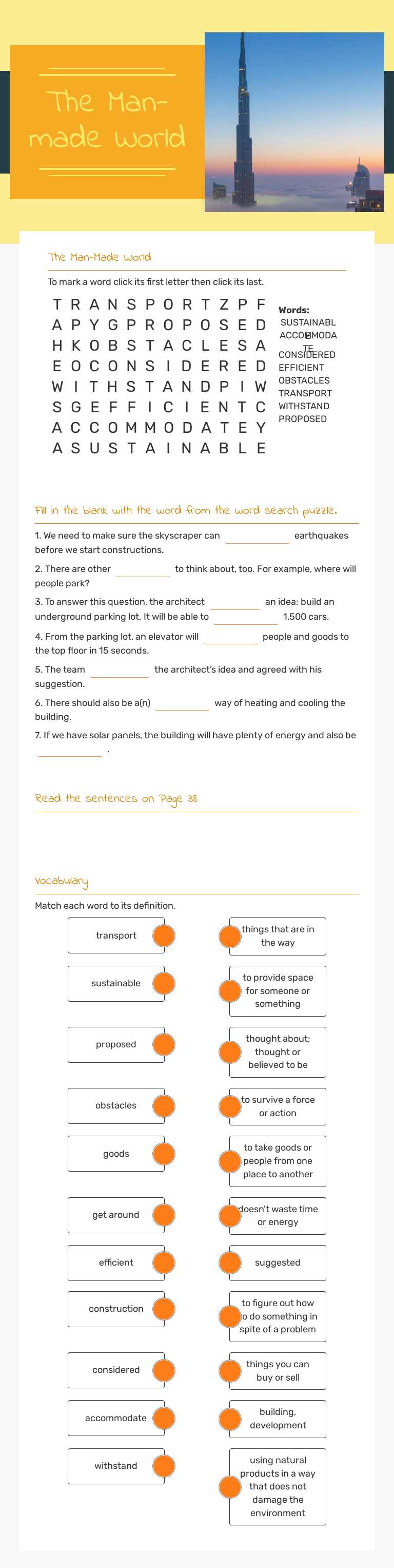 The Man-made World worksheet preview image
