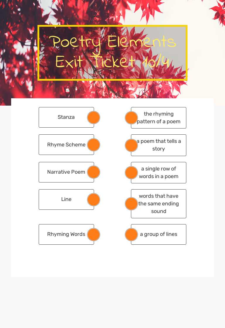 Poetry Elements Exit Ticket 10/4 Grade 3 worksheet preview
