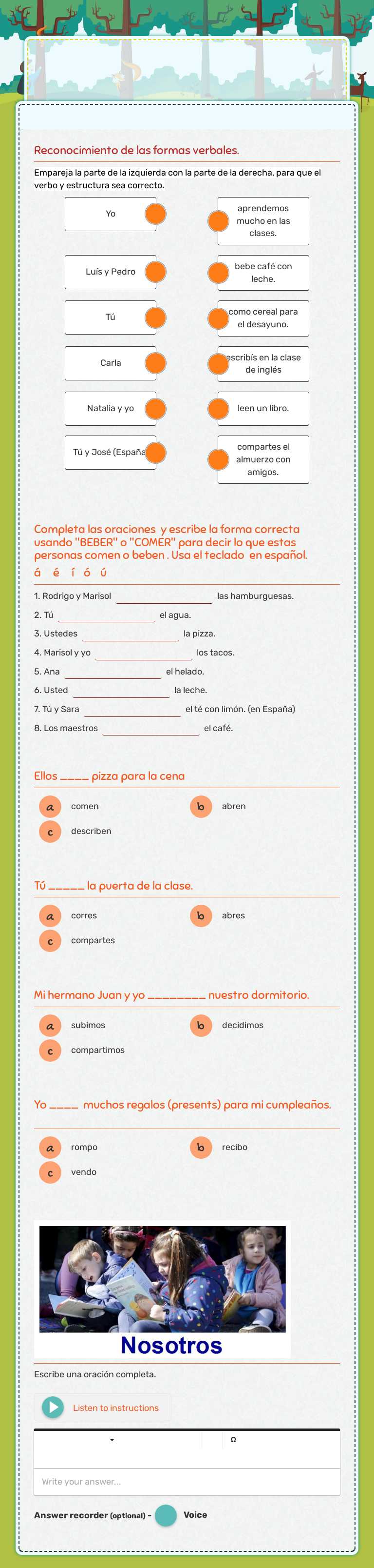 Práctica con los verbos -ER & -IR para hispanohablantes worksheet preview image