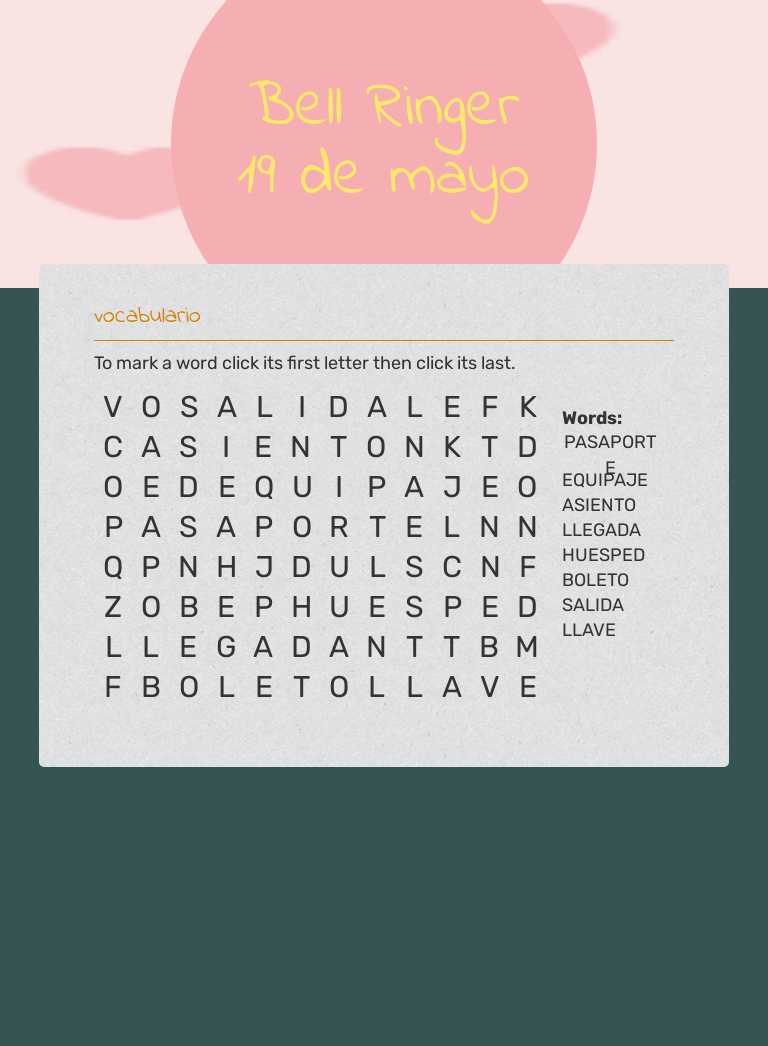 Bell Ringer 19 de mayo worksheet preview image