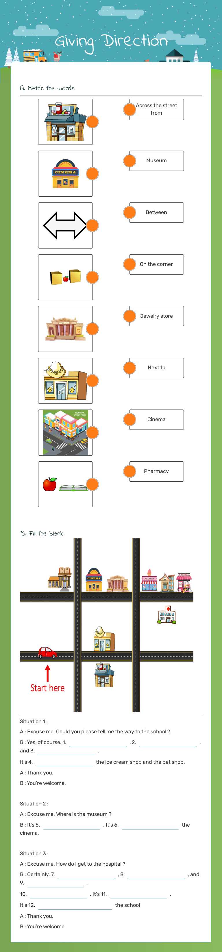 Giving Direction worksheet preview