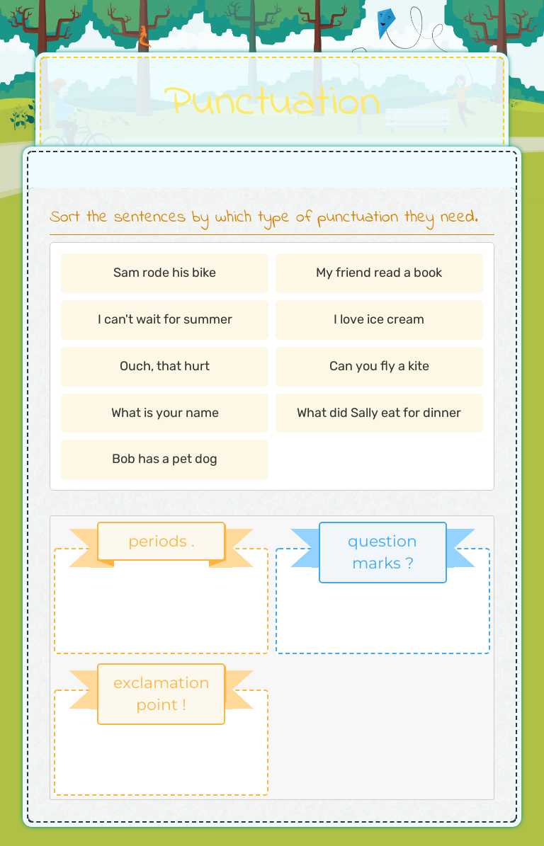Punctuation worksheet preview image
