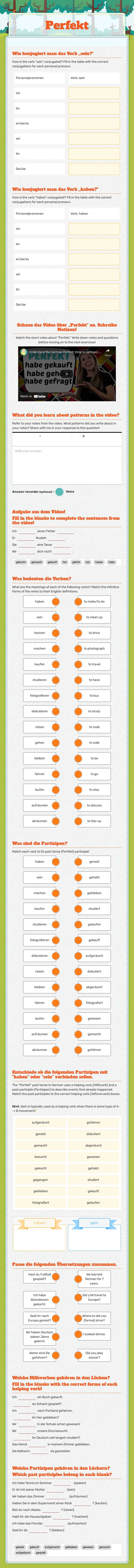 Perfekt Other worksheet preview