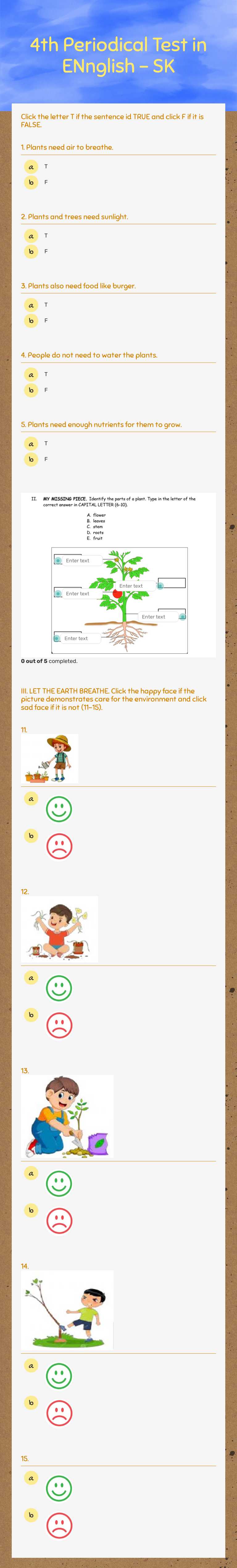 4th Periodical Test in English - SK worksheet preview image