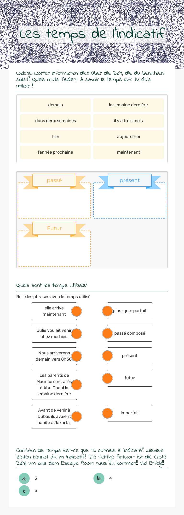Les temps de l'indicatif worksheet preview image