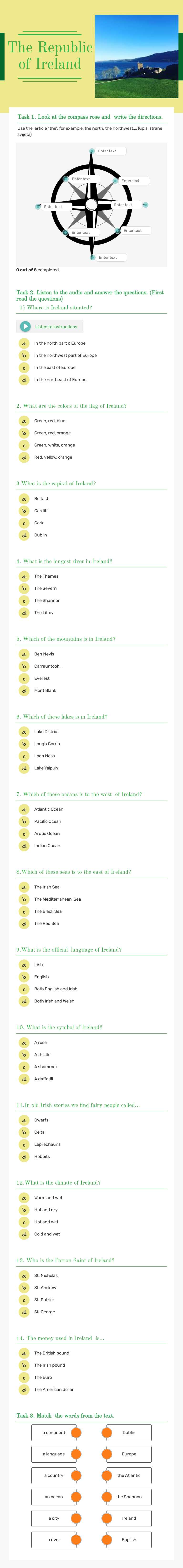 The Republic of Ireland worksheet preview image