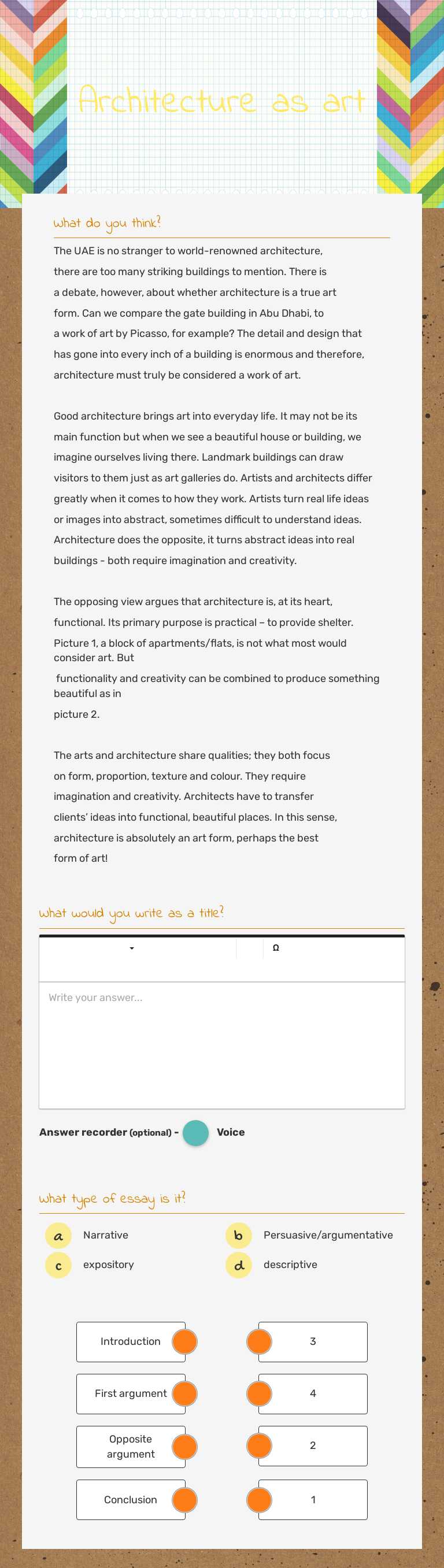 Architecture as art worksheet preview image