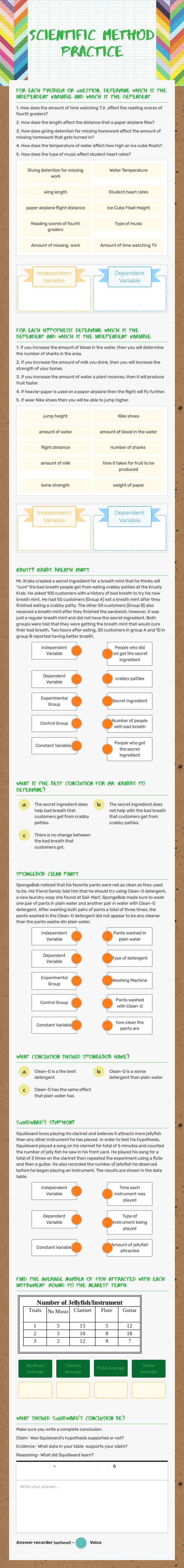 Scientific Method Practice Grade 6 worksheet preview