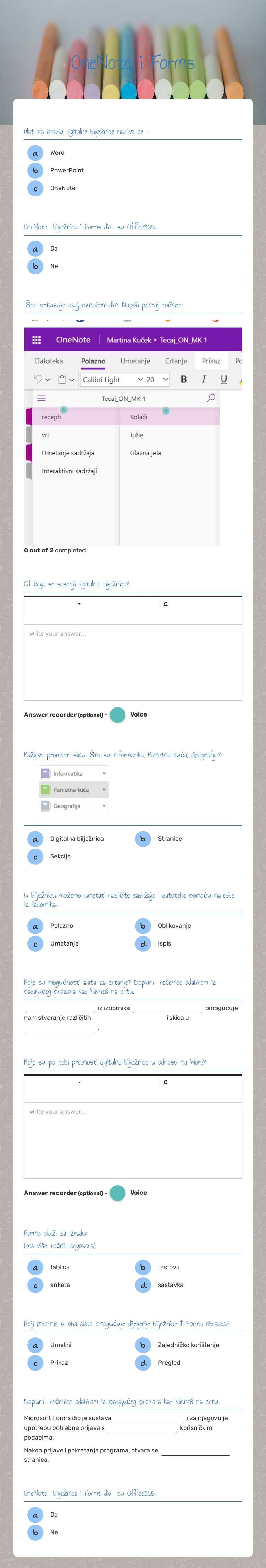 OneNote i Forms worksheet preview image