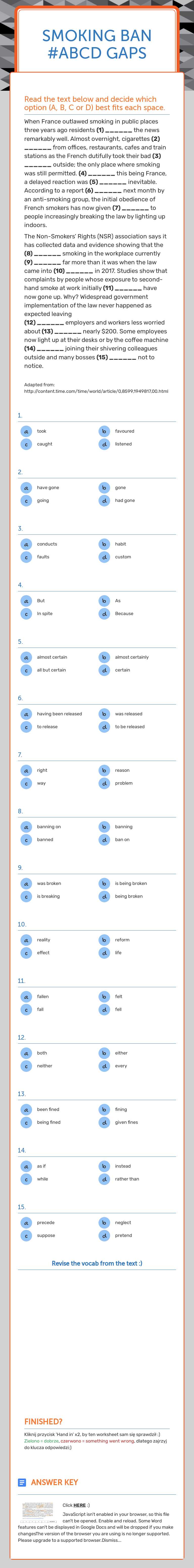 SMOKING BAN
#ABCD GAPS worksheet preview