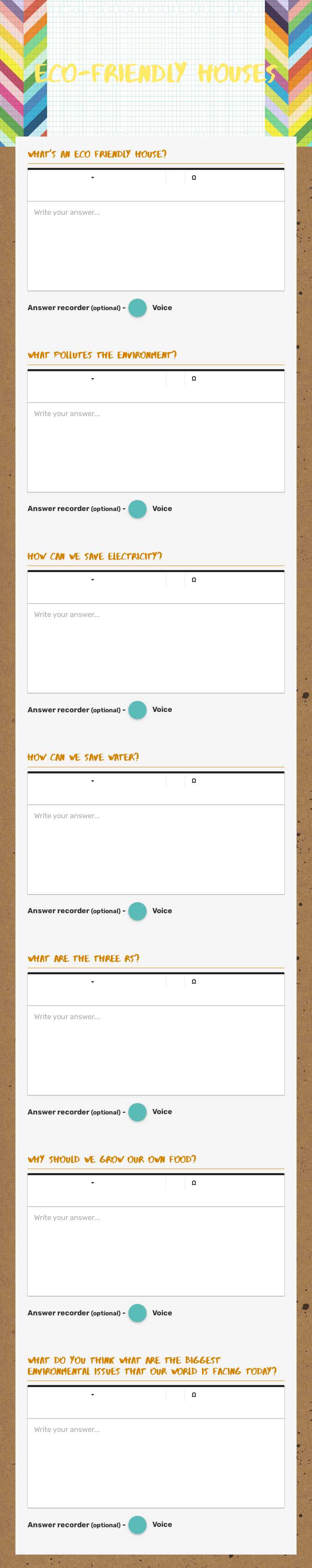Eco-friendly Houses worksheet preview image