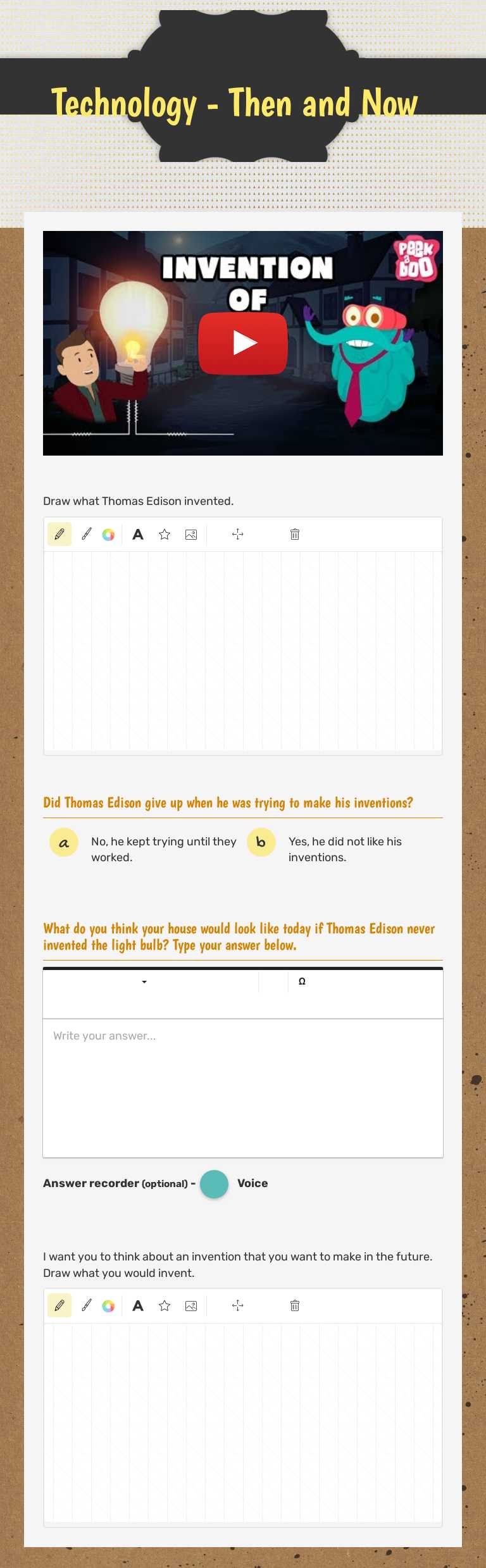 Technology - Then and Now worksheet preview image