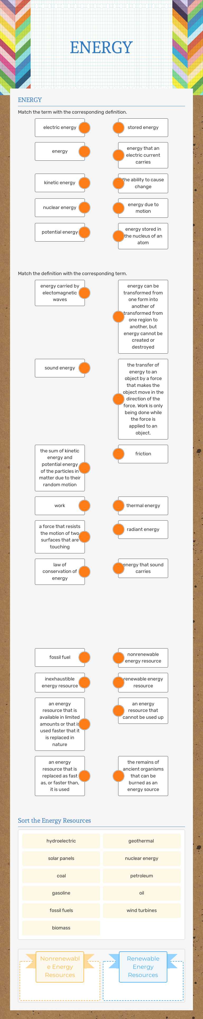 ENERGY worksheet preview image