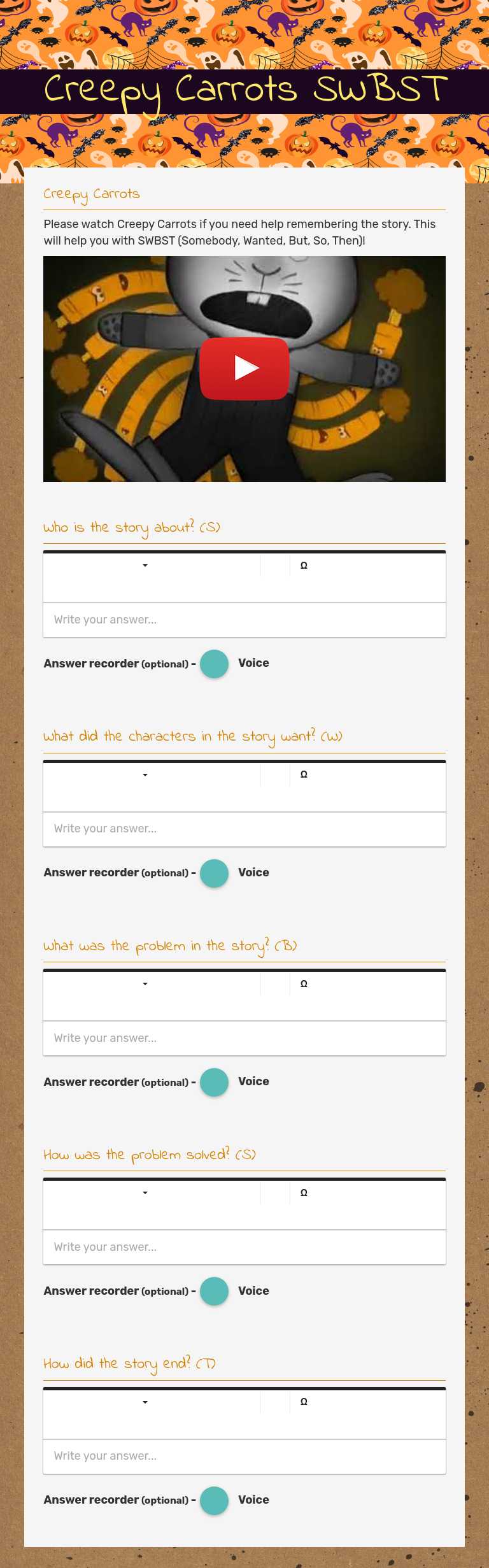 Creepy Carrots SWBST Grade 3 worksheet preview