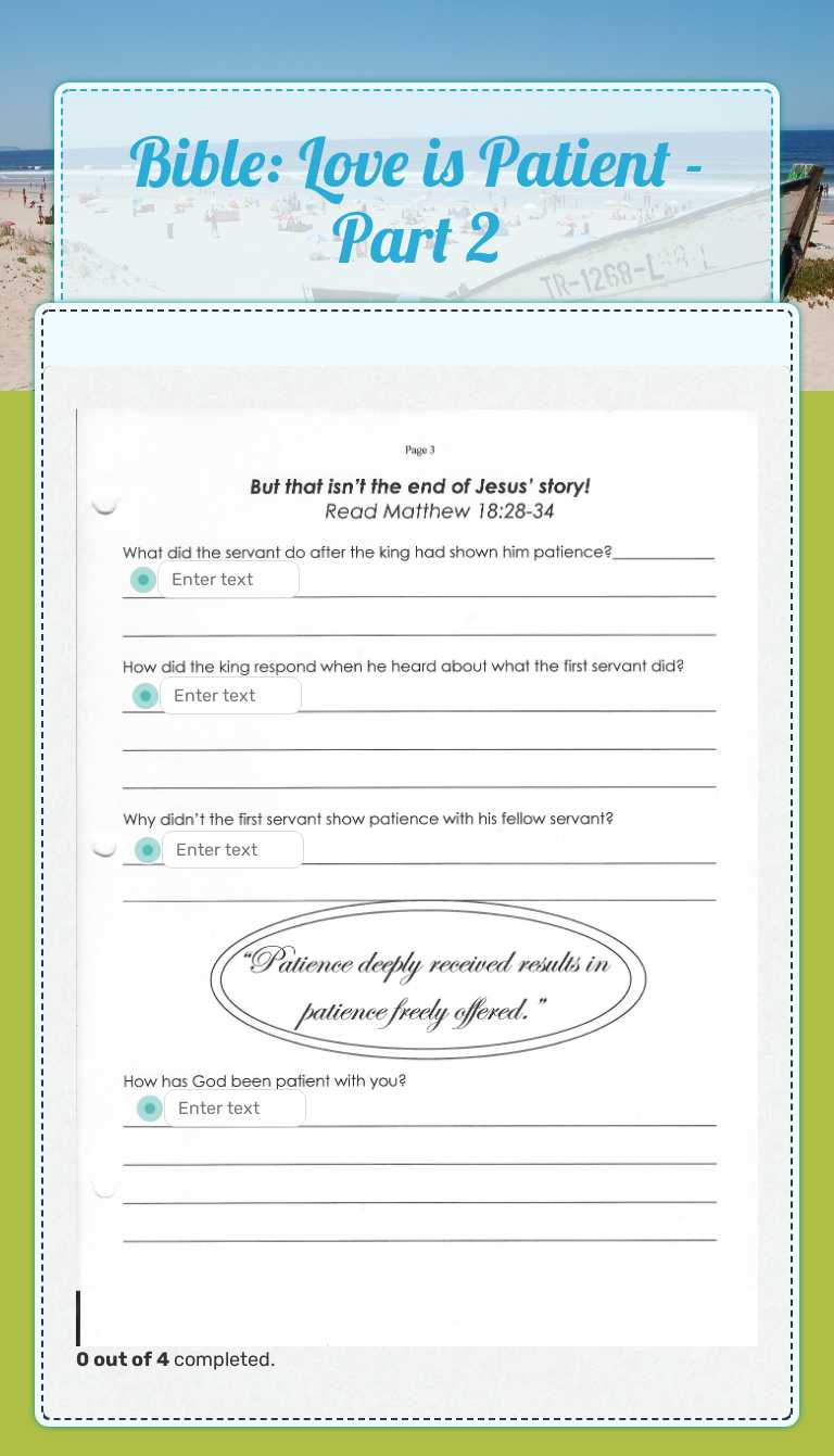 Bible:  Love is Patient - Part 2 worksheet preview image