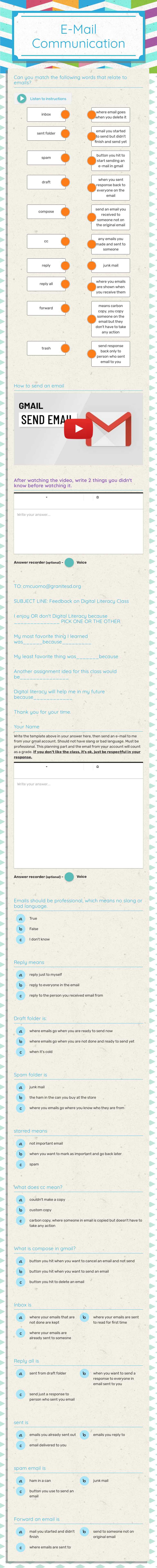E-Mail Communication worksheet preview image