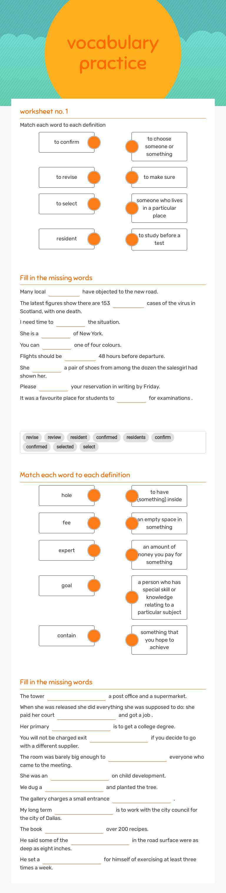 vocabulary practice worksheet preview image
