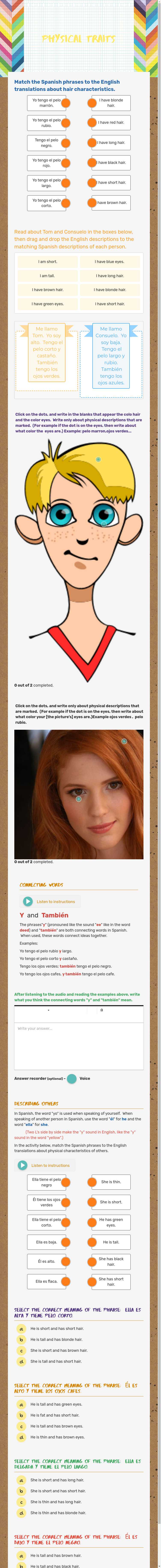 physical traits worksheet preview image