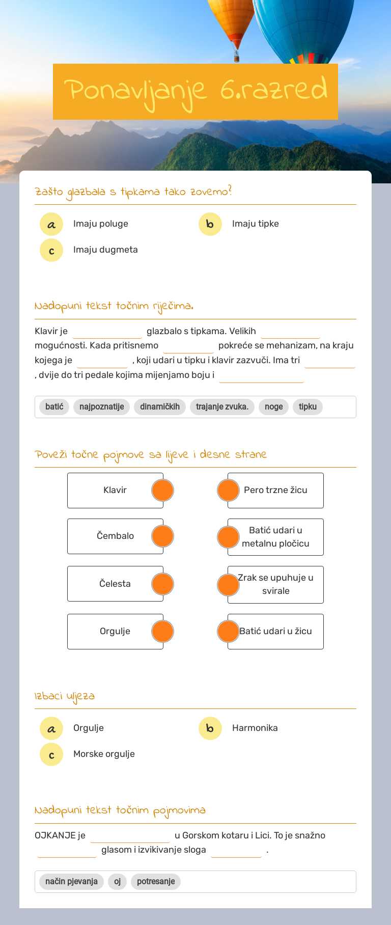 Ponavljanje 6.razred Grade 6 worksheet preview