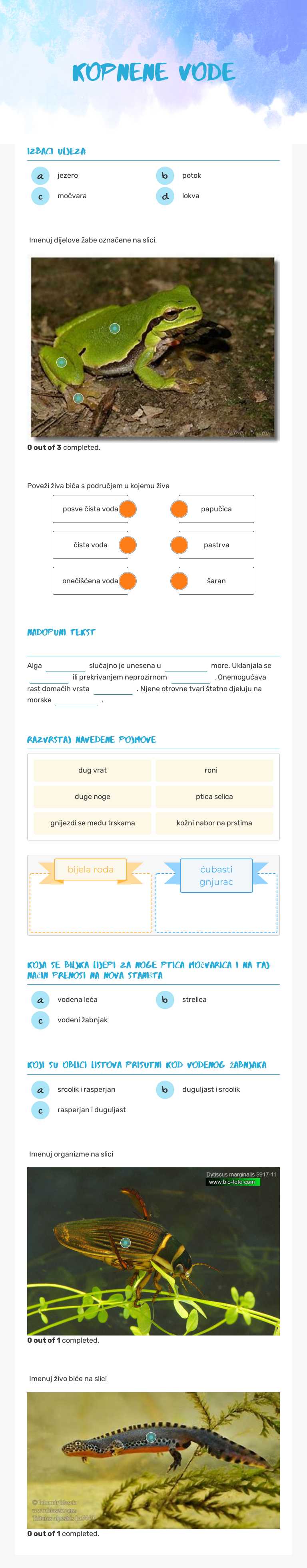 kopnene vode worksheet preview image