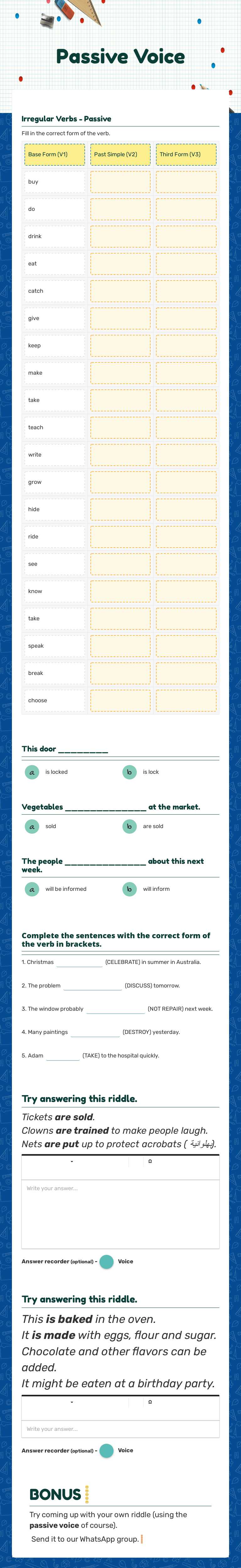 Passive Voice worksheet preview image