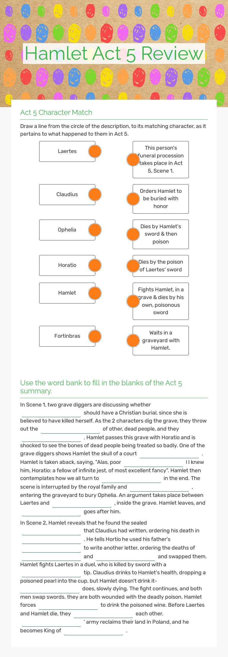 Hamlet Act 5
Review worksheet preview image