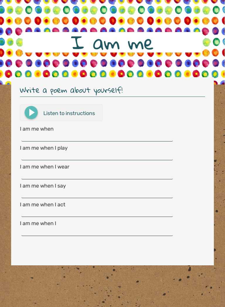 I am me worksheet preview image