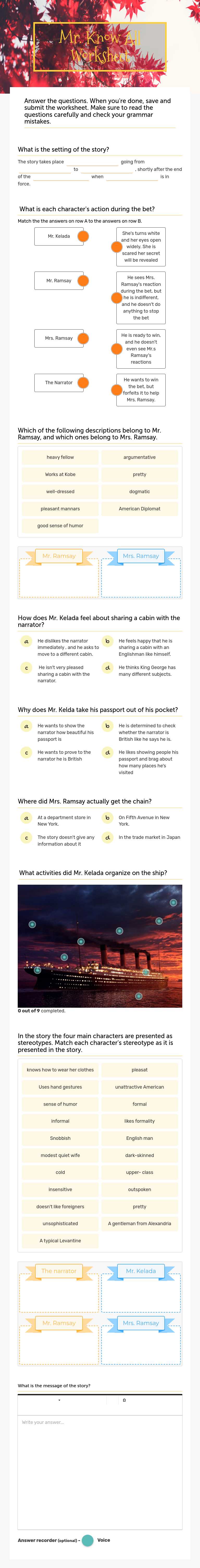 Mr. Know All 
Worksheet worksheet preview image