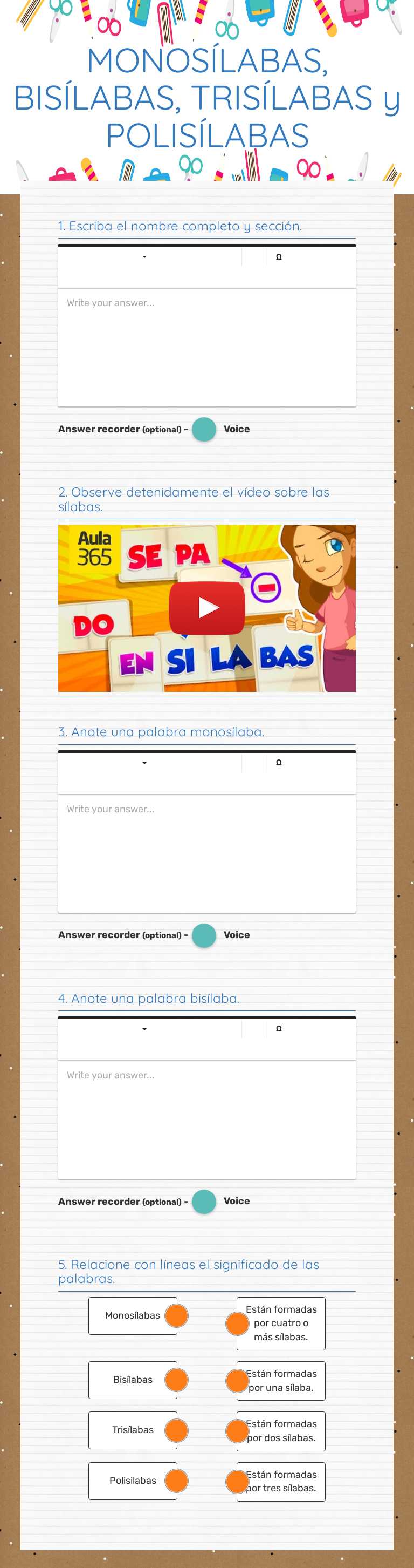 MONOSÍLABAS, BISÍLABAS,  TRISÍLABAS y POLISÍLABAS worksheet preview image