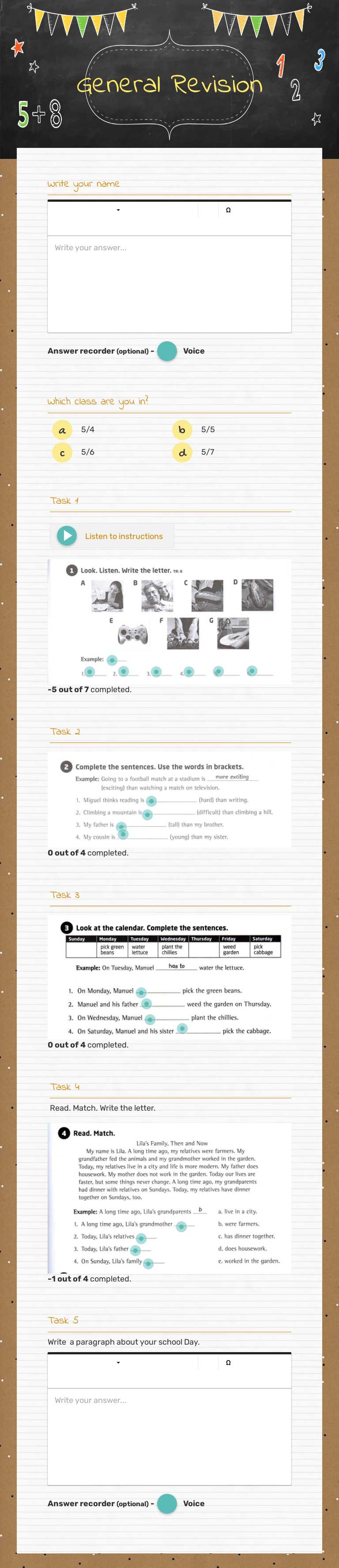 General Revision Grade 4 worksheet preview